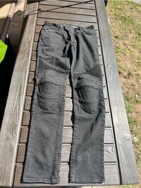 Ugly bros Black Moto-Style Jeans with Ribbed Knee Panels see below